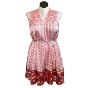 Peter Som for DesigNation Pink Coral Medallion Floral Border Dress Size M